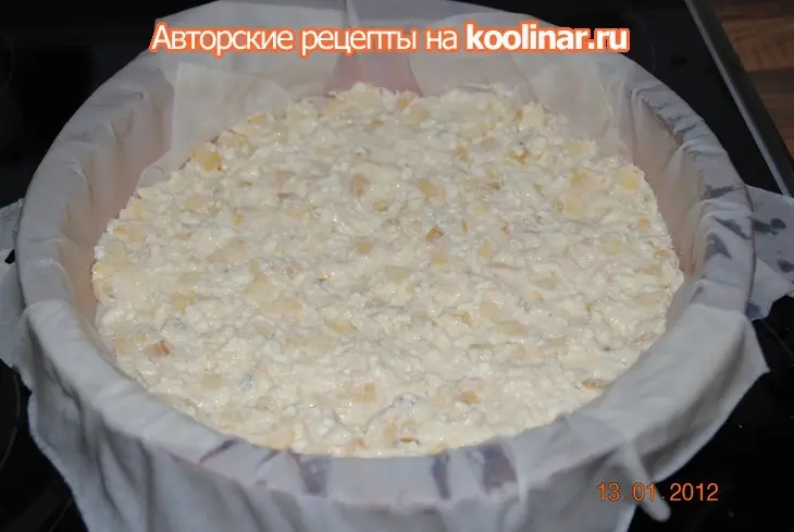Пирог с тестом фило,творогом,яблоками и бананом: шаг 4