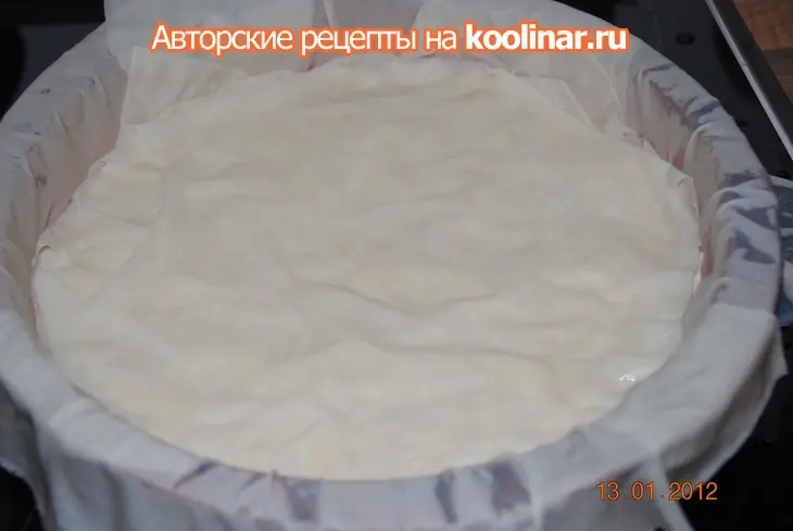 Пирог с тестом фило,творогом,яблоками и бананом: шаг 5