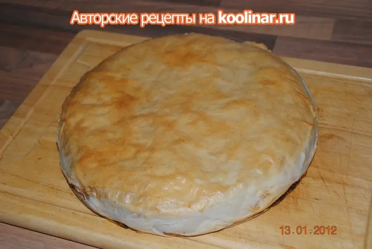 Пирог с тестом фило,творогом,яблоками и бананом: шаг 8