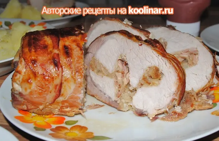 Рулет свиной в беконе (запеченый в рукаве): шаг 6