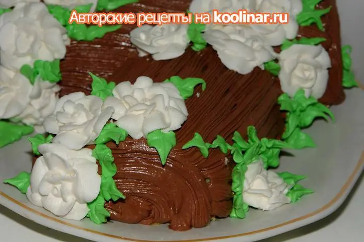 Бисквитный рулет "яблоня в цвету": шаг 18