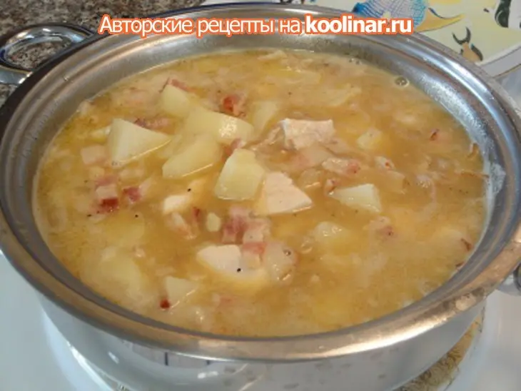 Картофельный крем-суп с курицей,беконом и апельсином: шаг 5