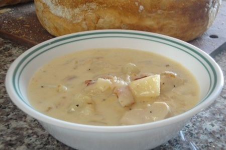 Картофельный крем-суп с курицей,беконом и апельсином: шаг 7