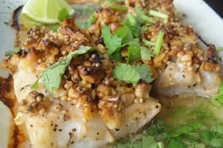 Чёрная каменная рыба под хрустящей орехово - горчичной корочкой: шаг 8