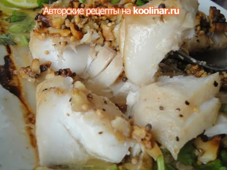 Чёрная каменная рыба под хрустящей орехово - горчичной корочкой: шаг 9