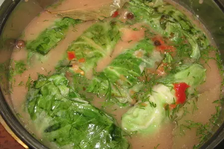 Голубцы по винницки с начинкой из мяса и блинчиков.: шаг 7