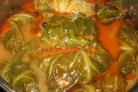 Голубцы по винницки с начинкой из мяса и блинчиков.: шаг 8