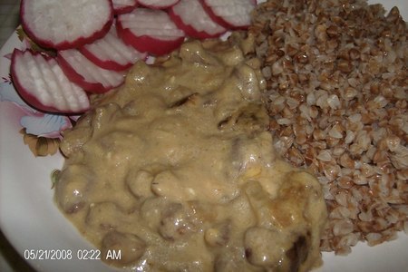 Куриные сердечки с грибами в сырно-горчичном соусе: шаг 8