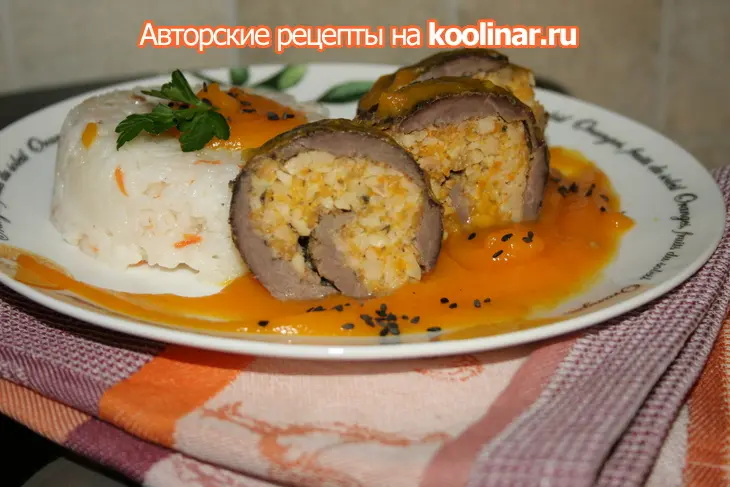 Мясной рулет с тыквой и орехами: шаг 9