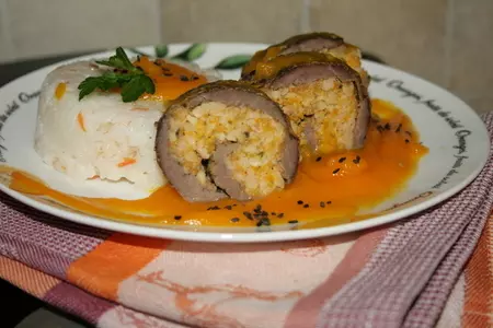 Мясной рулет с тыквой и орехами: шаг 9
