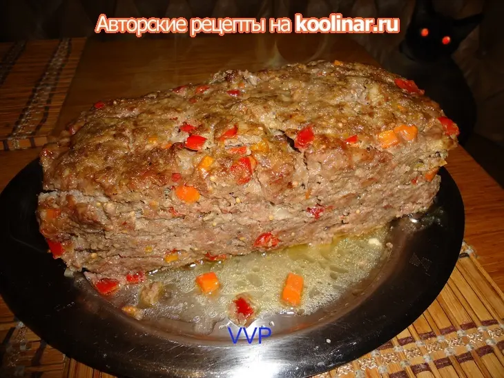 Мясной хлебец с морковью и перцем.: шаг 4