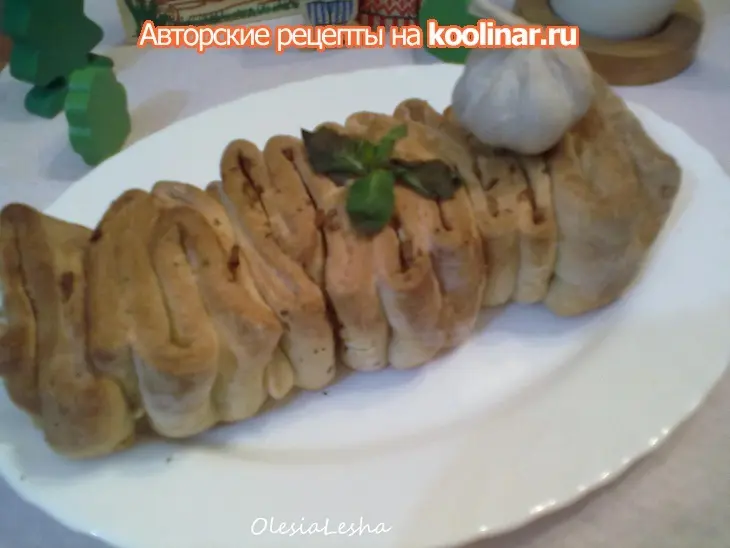 Воздушный хлеб в виде гармошки...с чесноком и прованскими травами "играй гармонь любимая"))): шаг 14