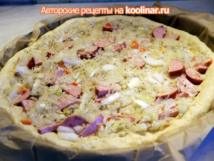 Картофельный пирог с квашеной капустой (дрожжевое тесто с сырым картофелем): шаг 6