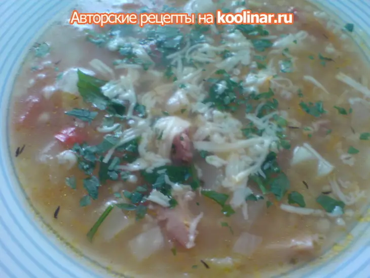 Суп с с копчёным мясом,овощами и перловкой (почти   minestrone d`orzo): шаг 8