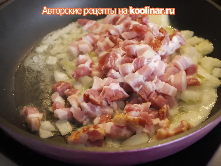Тушеная капуста карбонара: шаг 4