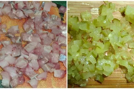 Закусочные "пирожные" с сельдью + вязанки с сельдью как бонус на закуску: шаг 1