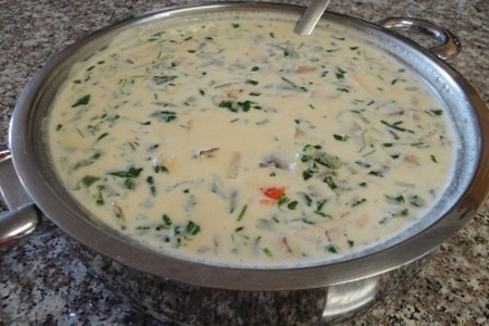 Крем суп с морскими гадами,беконом и грибами: шаг 7