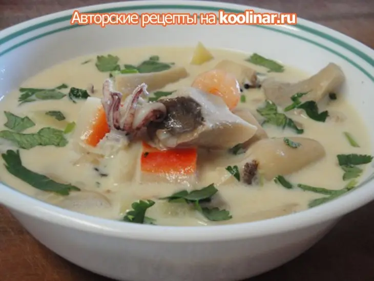 Крем суп с морскими гадами,беконом и грибами: шаг 8