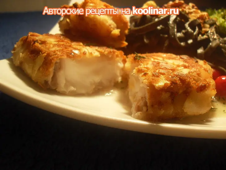 Жаренная акула + паста с чернилами сепии и грибной соус с брокколи на гарнир: шаг 6