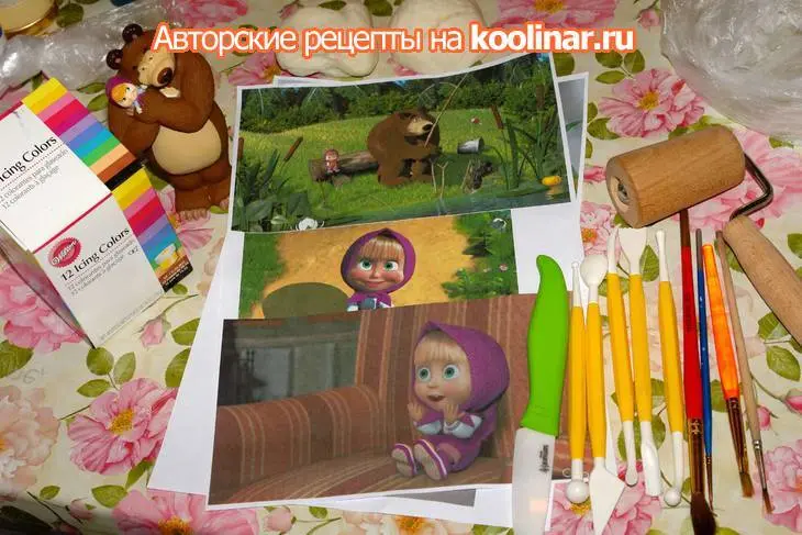 Торт "маша и медведь на рыбалке": шаг 1
