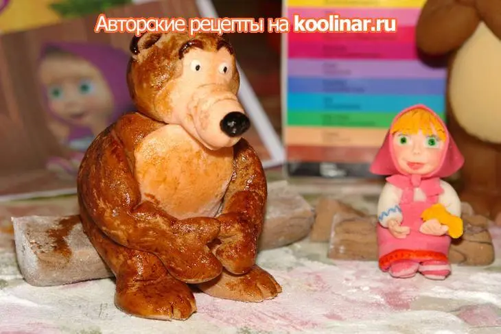 Торт "маша и медведь на рыбалке": шаг 7