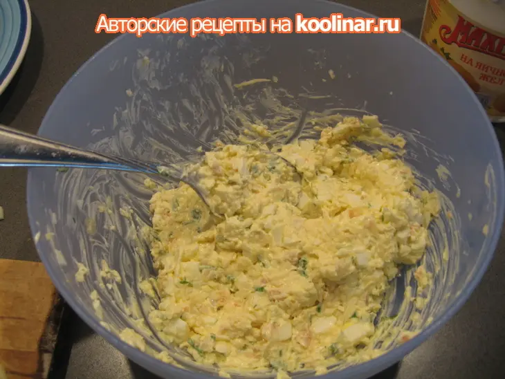 Крабовые палочки фаршированные креветками: шаг 3