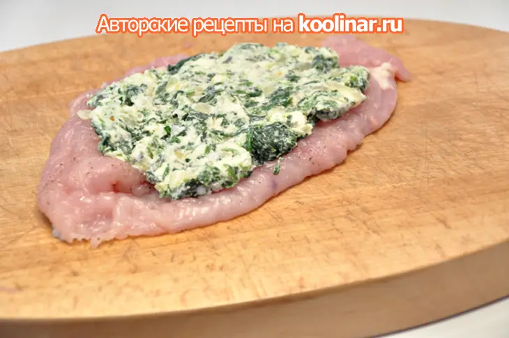 Куриные кордон блю с начинкой из шпината, творога и горгонзолы.: шаг 4