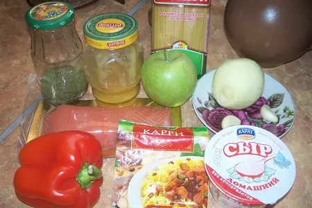 Спагетти с соусом из семги и яблока: шаг 1