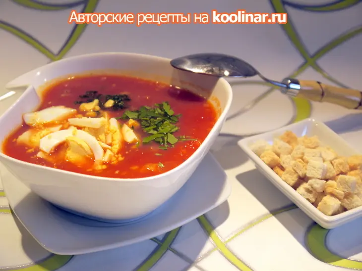 Легкий зимний томатный супчик с яйцом: шаг 4