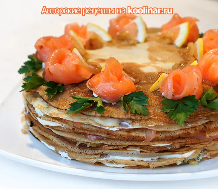 Блинный торт с лососем и сливочным сыром: шаг 8