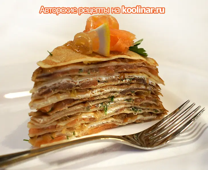 Блинный торт с лососем и сливочным сыром: шаг 9