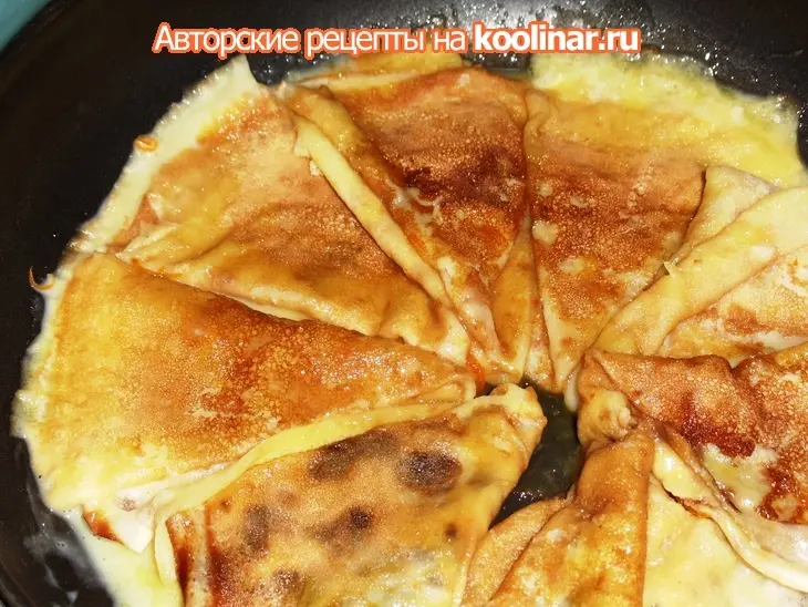 Кефирно-заварные блинчики с апельсиновым соусом: шаг 5