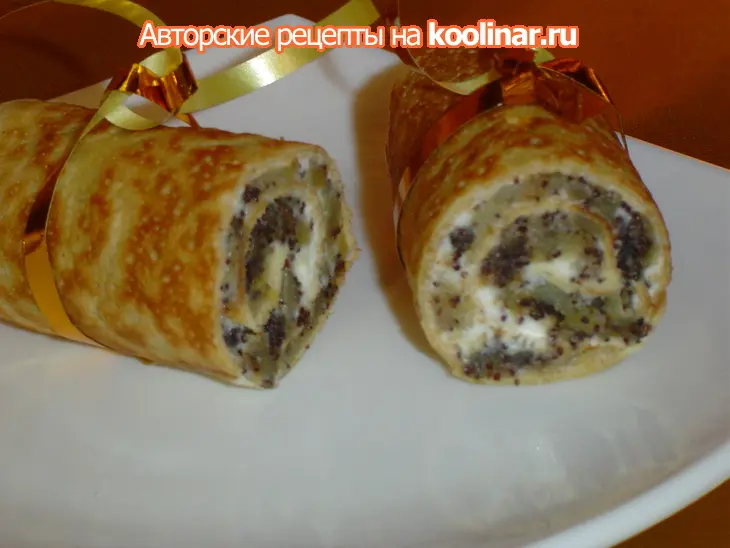 Блинчики с карамелизированными яблоками, маком и творожным кремом: шаг 9