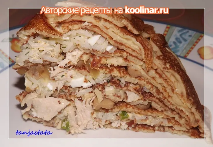 Блинный пирог с мясной начинкой  "ишь ты, масленица!": шаг 5