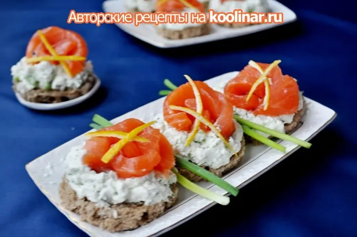 Канапе закусочные с красной рыбой и сырным кремом: шаг 7