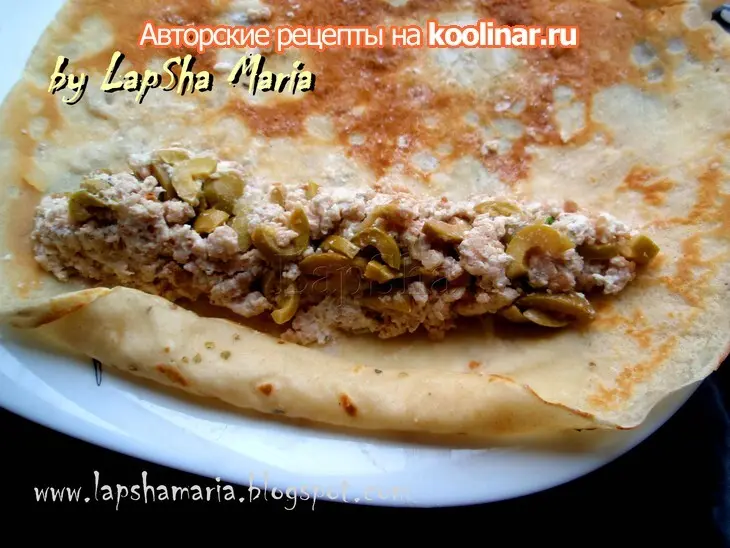Блинные роллы с курицей и оливками: шаг 10