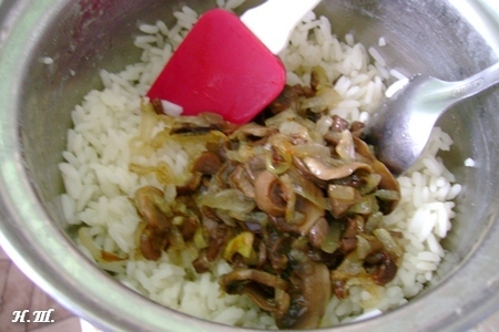 Капустные листья с рисом и грибами. (дуэль): шаг 3