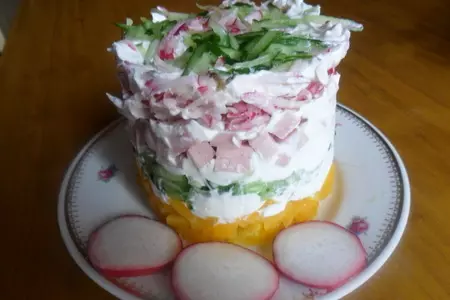 Салат с ветчиной и сырным кремом: шаг 2