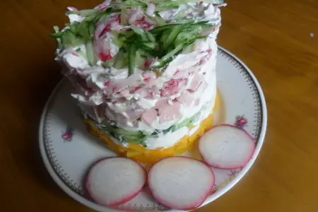 Салат с ветчиной и сырным кремом: шаг 3
