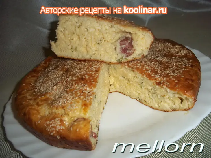 Сырный пирог с колбасками: шаг 5