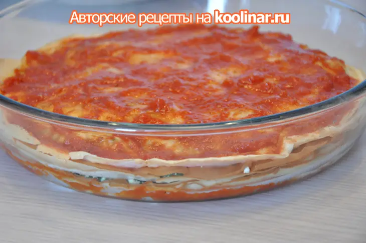 Блинная лазанья со  шпинатом и творогом: шаг 7