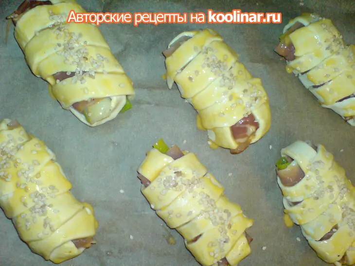 Лук-порей запечённый в ветчине и тесте: шаг 7