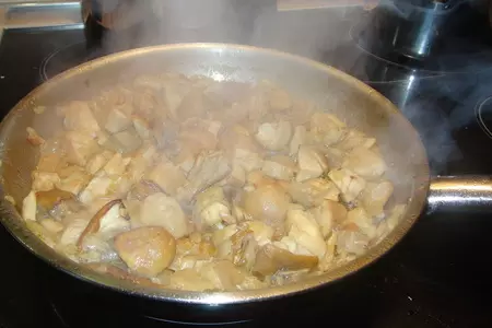 Перепела, фаршированные гречкой с белыми грибами, маскарпоне и розмарином (моя первая дуэль): шаг 7