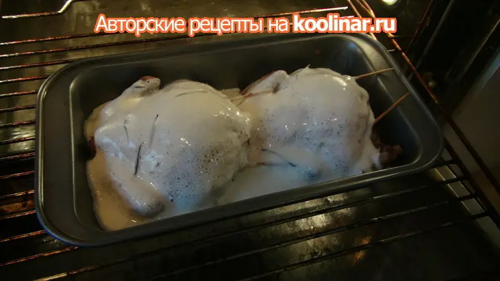 Перепела, фаршированные гречкой с белыми грибами, маскарпоне и розмарином (моя первая дуэль): шаг 9