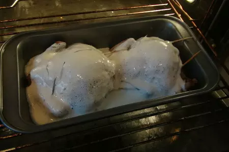 Перепела, фаршированные гречкой с белыми грибами, маскарпоне и розмарином (моя первая дуэль): шаг 9