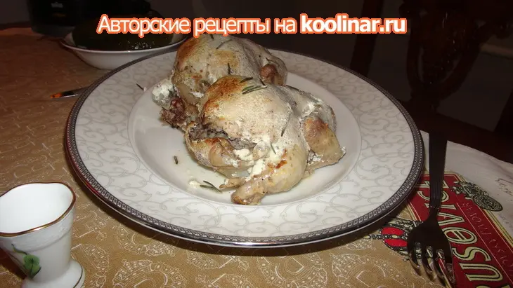 Перепела, фаршированные гречкой с белыми грибами, маскарпоне и розмарином (моя первая дуэль): шаг 10