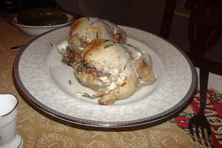 Перепела, фаршированные гречкой с белыми грибами, маскарпоне и розмарином (моя первая дуэль): шаг 10