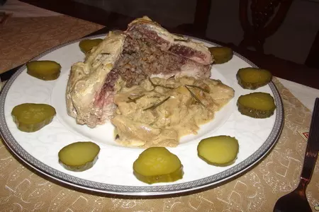 Перепела, фаршированные гречкой с белыми грибами, маскарпоне и розмарином (моя первая дуэль): шаг 11