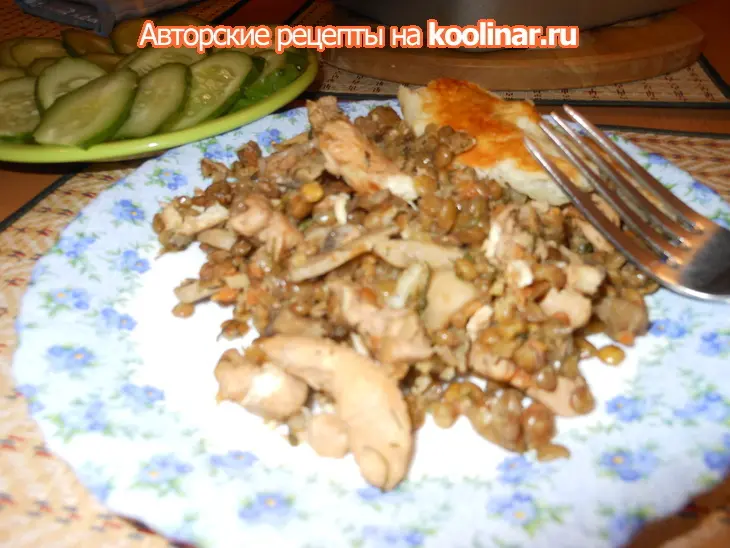 Чечевичная запеканка с куриной грудкой и грибами: шаг 6