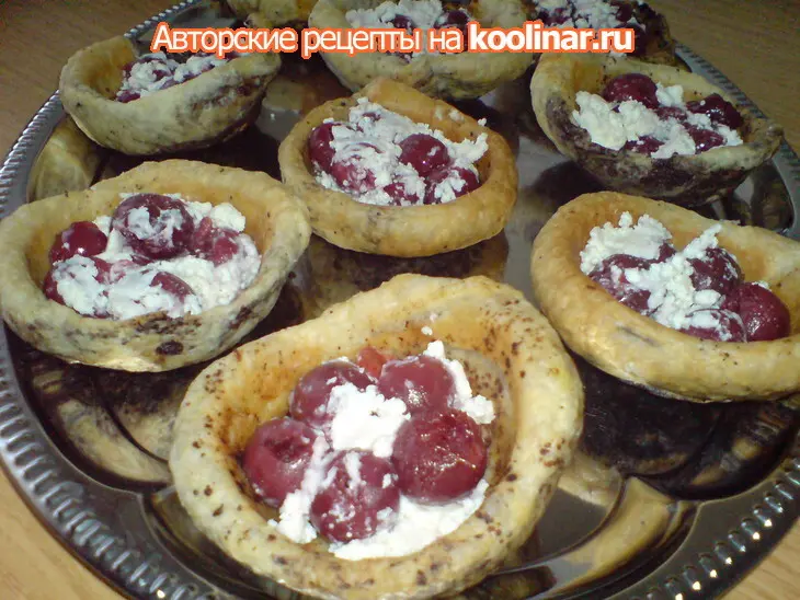 Пирожные-корзинки  "вишни &amp; шоколад": шаг 7